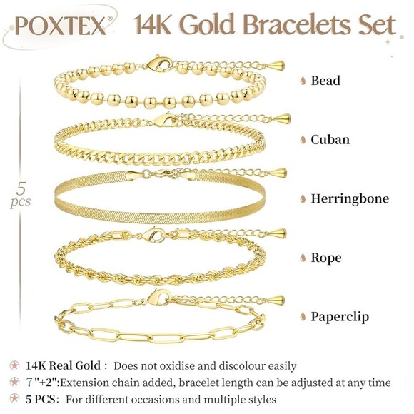 Gold-Style 01 Stack With Cuban Paperclip, Rope Bracelets Jewelry Gifts for Women - Picture 7 of 9